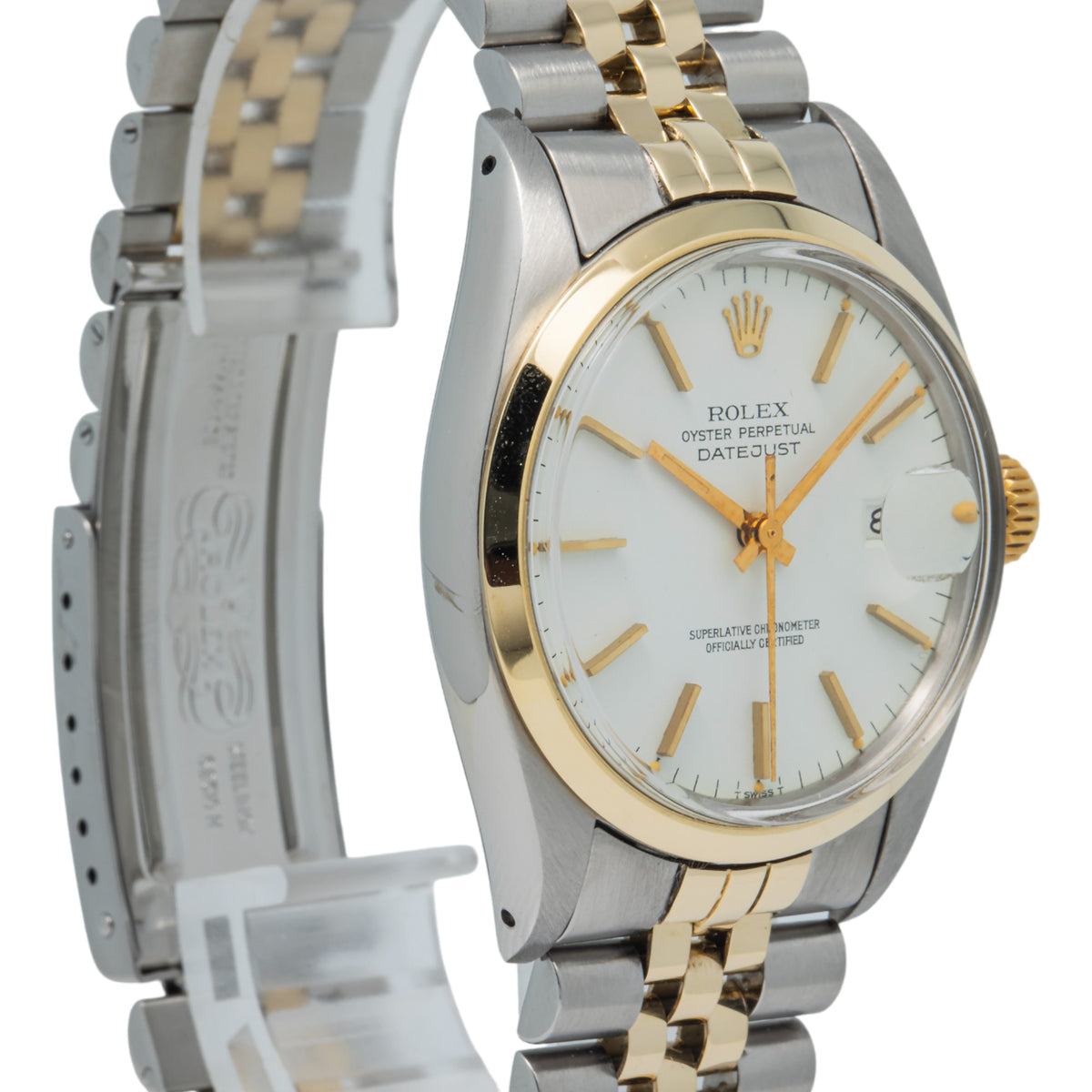 Rolex Datejust 16003 18K Yellow Gold Two Tone Jubilee White Matt Dial Men's 36mm