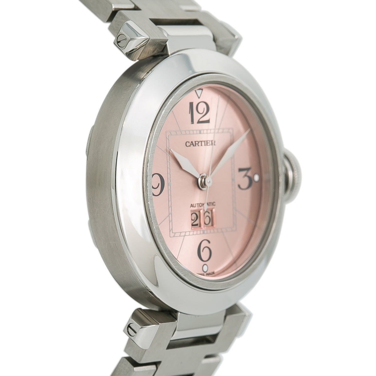 Cartier Pasha 2475 Stainless Steel Pink Dial Automatic Ladies Watch 35mm