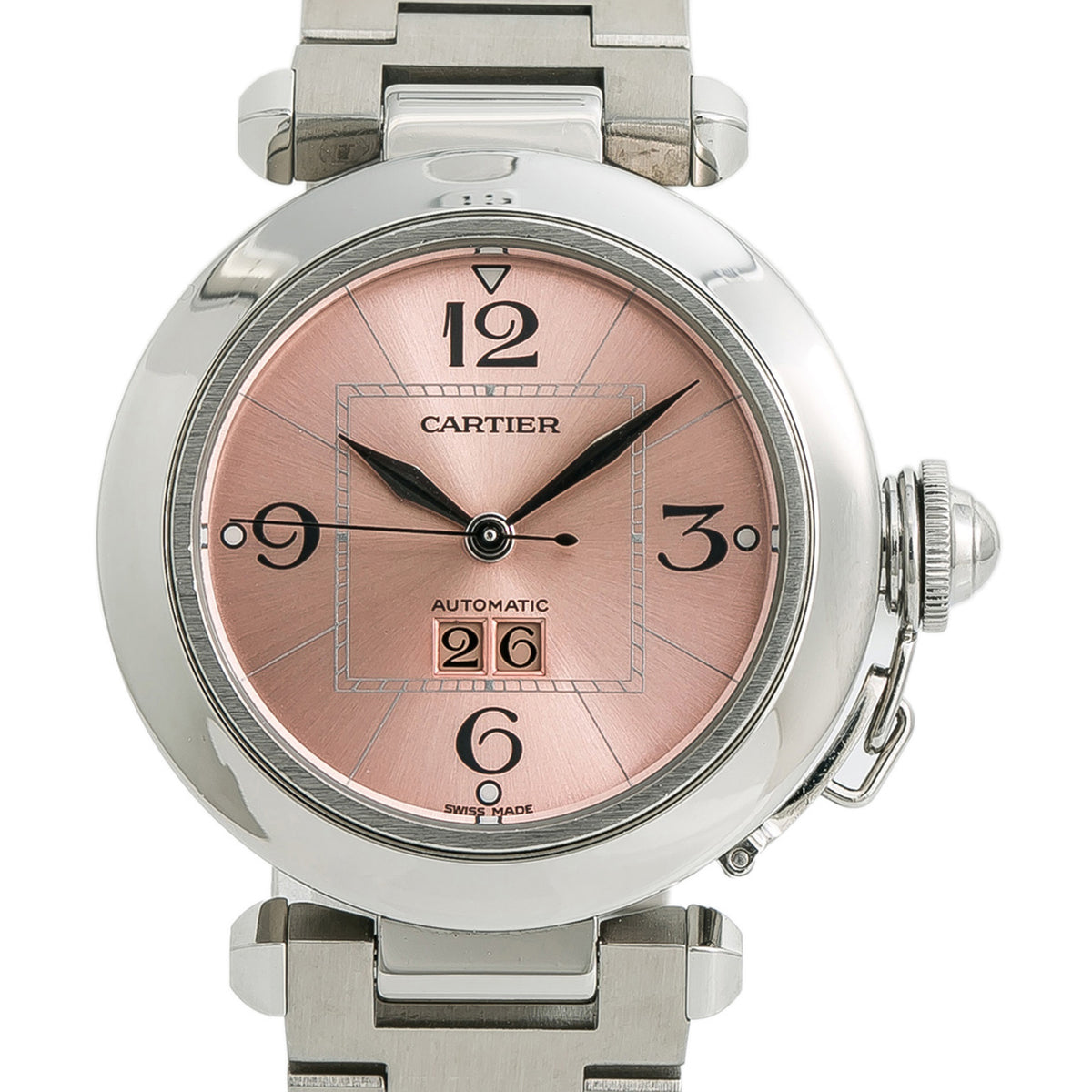 Cartier Pasha 2475 Stainless Steel Pink Dial Automatic Ladies Watch 35mm