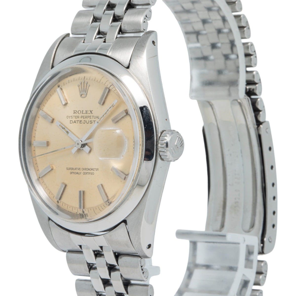 Rolex Datejust 1600 Stainless Jubilee White Patina Dial Auto Men's Watch 36mm