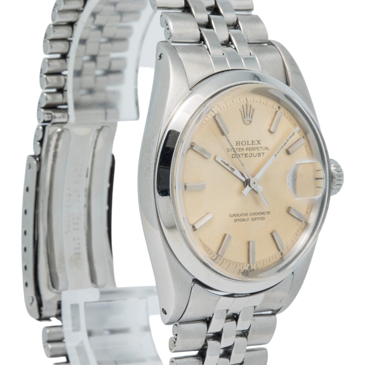 Rolex Datejust 1600 Stainless Jubilee White Patina Dial Auto Men's Watch 36mm