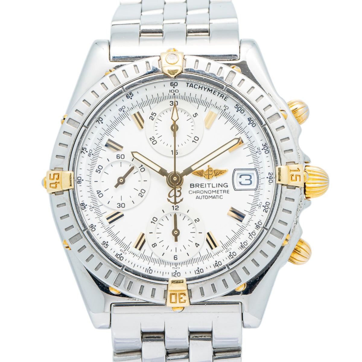 Breitling Chronomat B13352 Two Tone Chronograph Date Auto Men Watch 39mm