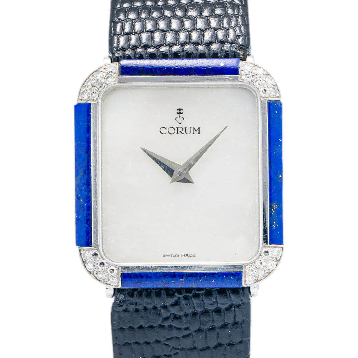 Corum 27538 18k WG Lapis Diamond Bezel MOP Dial Manual Unisex Watch 26mm