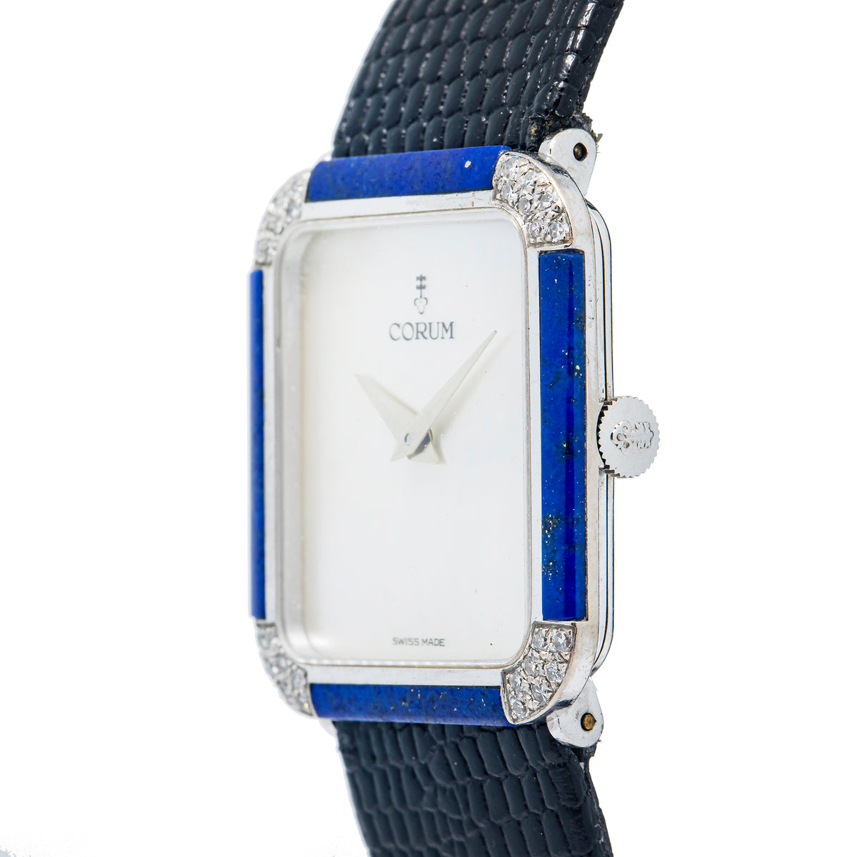 Corum 27538 18k WG Lapis Diamond Bezel MOP Dial Manual Unisex Watch 26mm