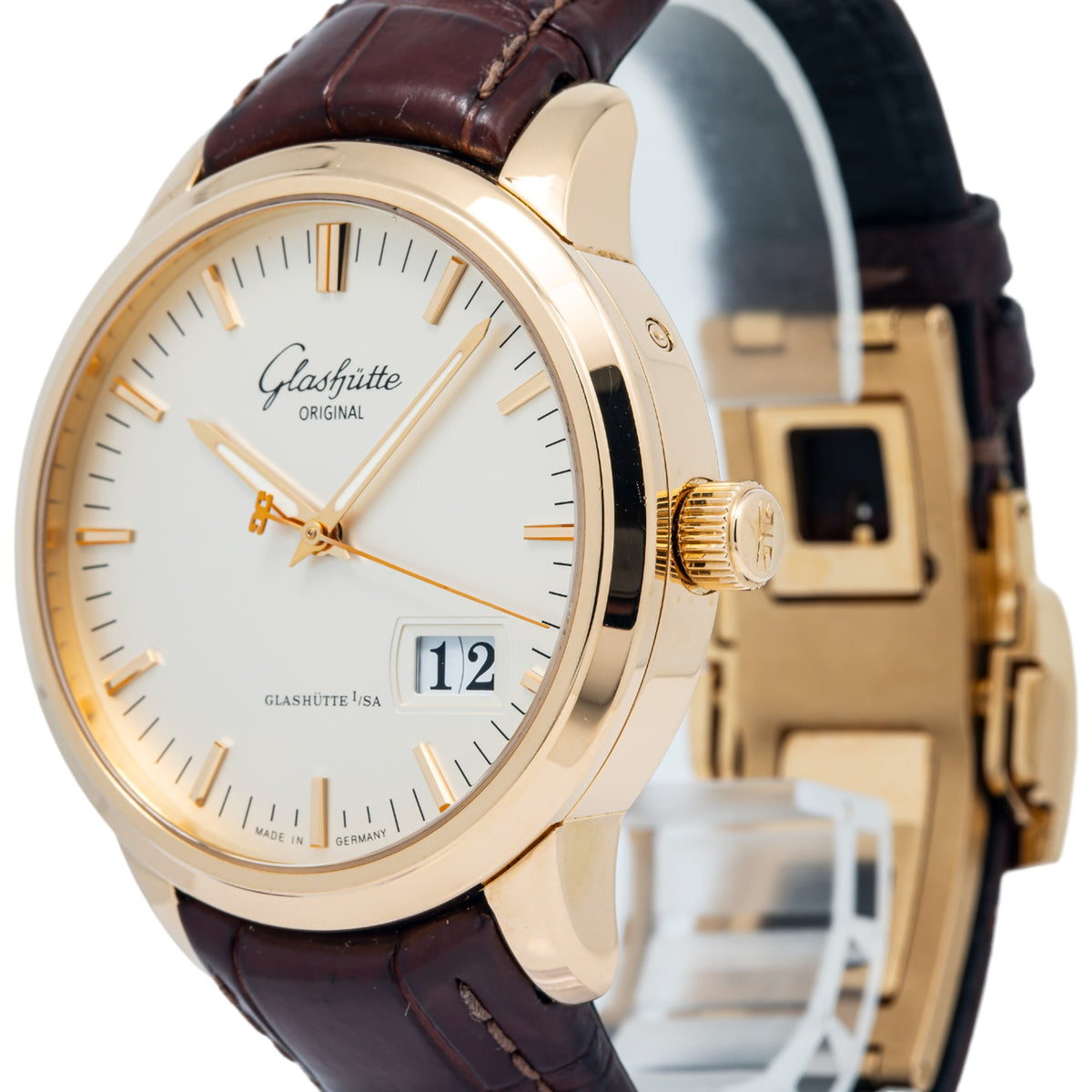 Glashutte Senator Panorama Date 10003110104 18K Rose Gold Auto Unisex Watch 40mm