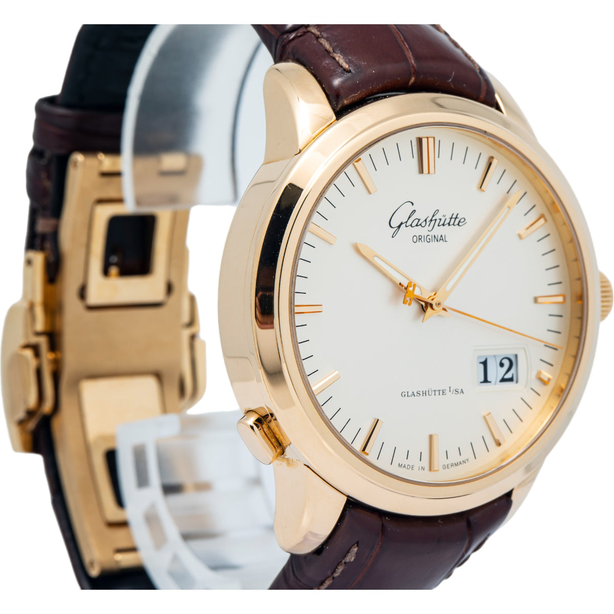 Glashutte Senator Panorama Date 10003110104 18K Rose Gold Auto Unisex Watch 40mm