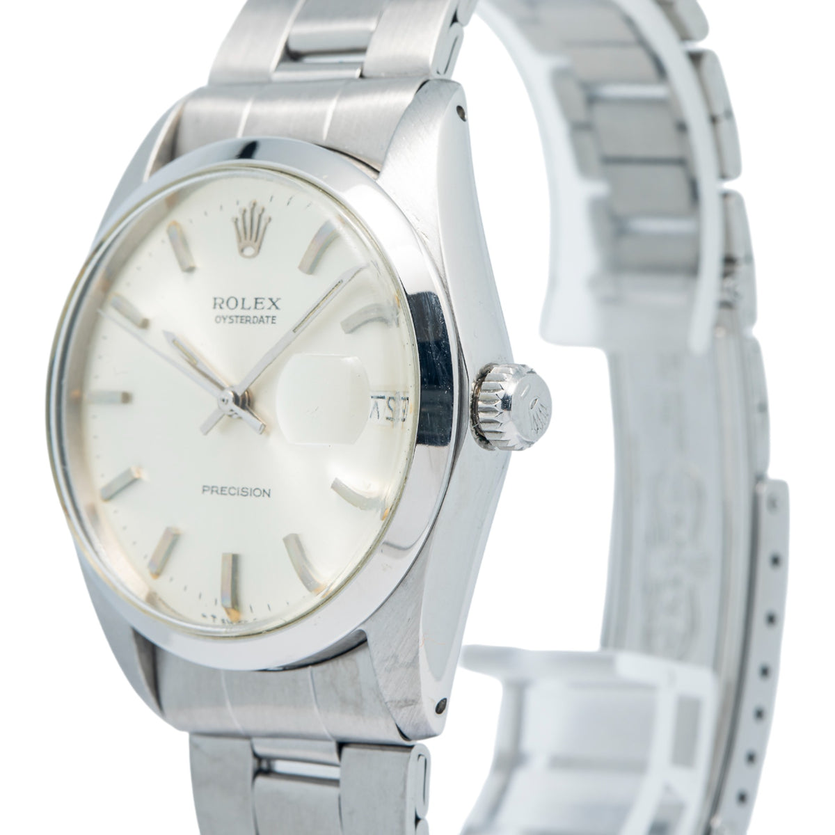 Rolex Oyster Date 6694 Stainless Steel Silver Dial Manual Unisex Watch 34mm