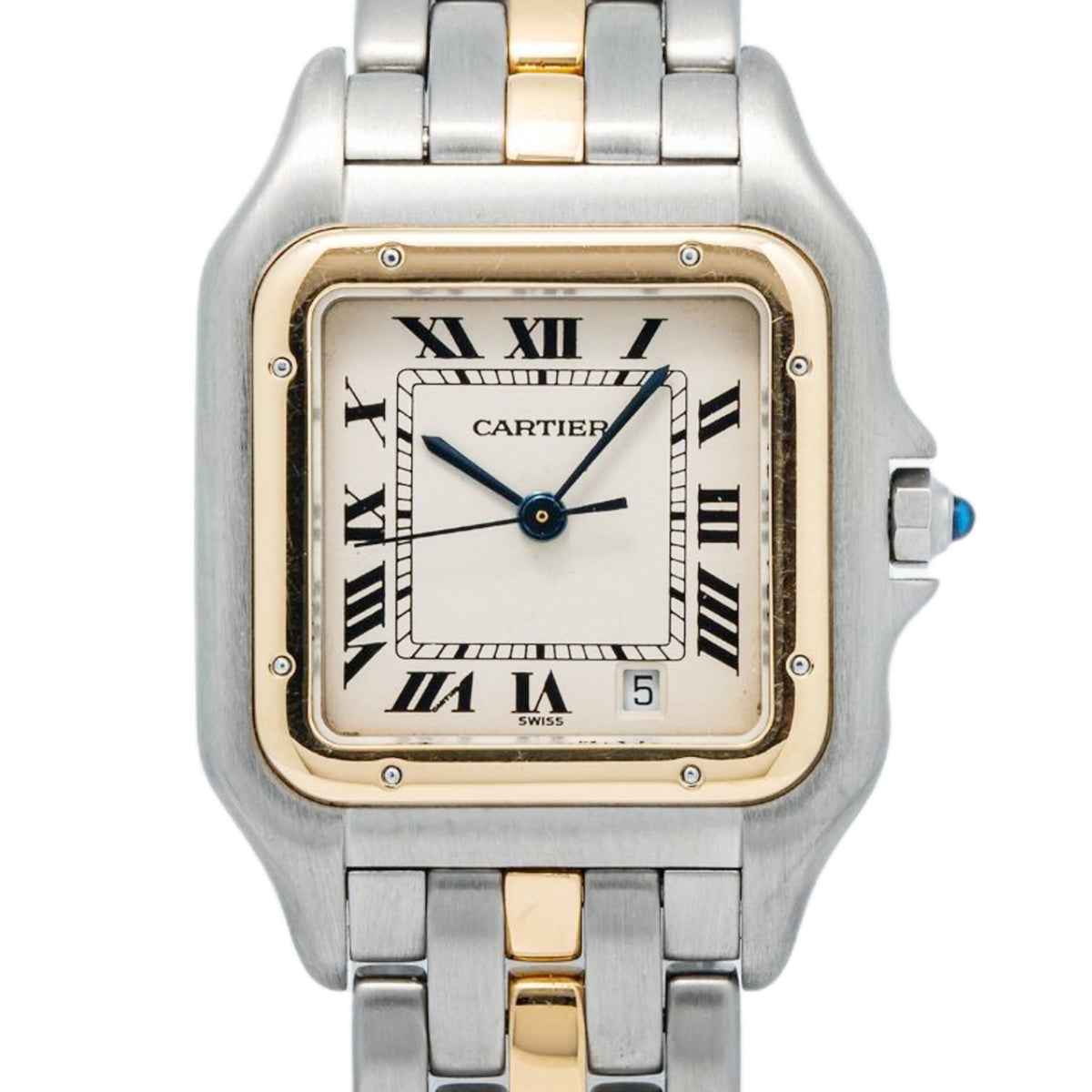 Cartier Panthere 183949 1Row 18k Yellow Two Tone Cream Dial Quartz Ladies 27mm