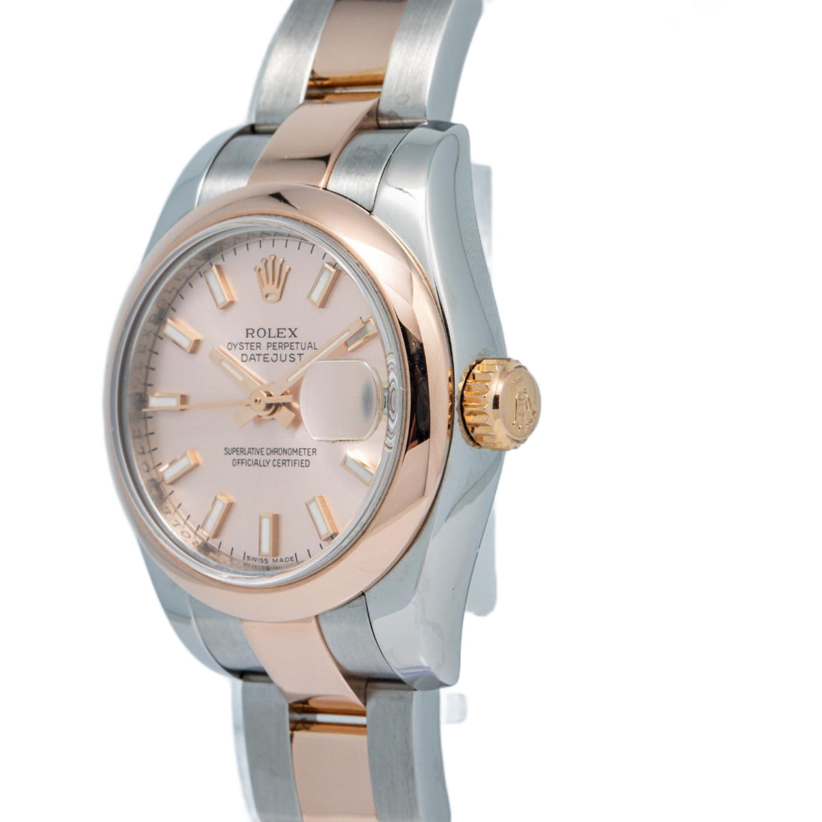 Rolex DateJust 179161 Oyster Two Tone Rose Gold Pink Dial Auto Ladies Watch 26mm