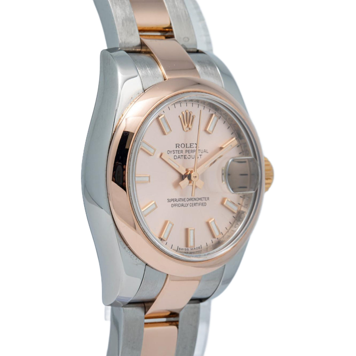 Rolex DateJust 179161 Oyster Two Tone Rose Gold Pink Dial Auto Ladies Watch 26mm