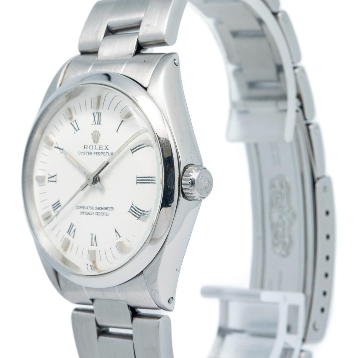 Rolex Oyster Perpetual 1002 Stainless White Dial Automatic Unisex Watch 34mm