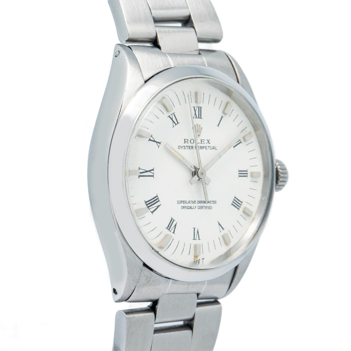 Rolex Oyster Perpetual 1002 Stainless White Dial Automatic Unisex Watch 34mm