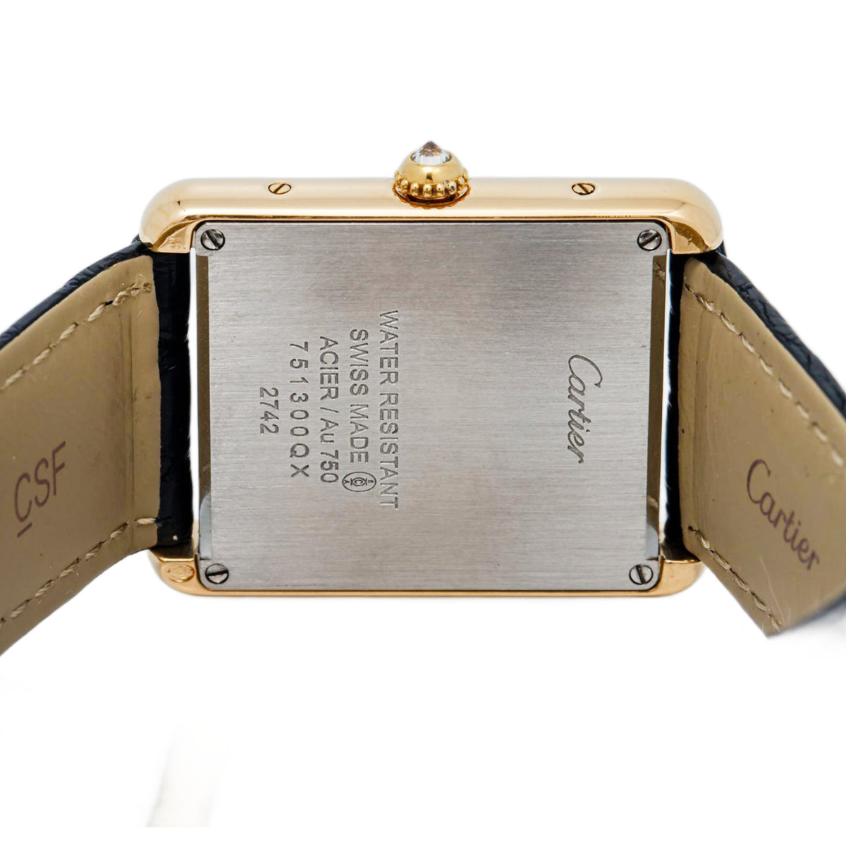 Cartier Tank Solo 2742 W5200004 18K Yellow Gold Diamond Bezel Quartz Unisex 27mm