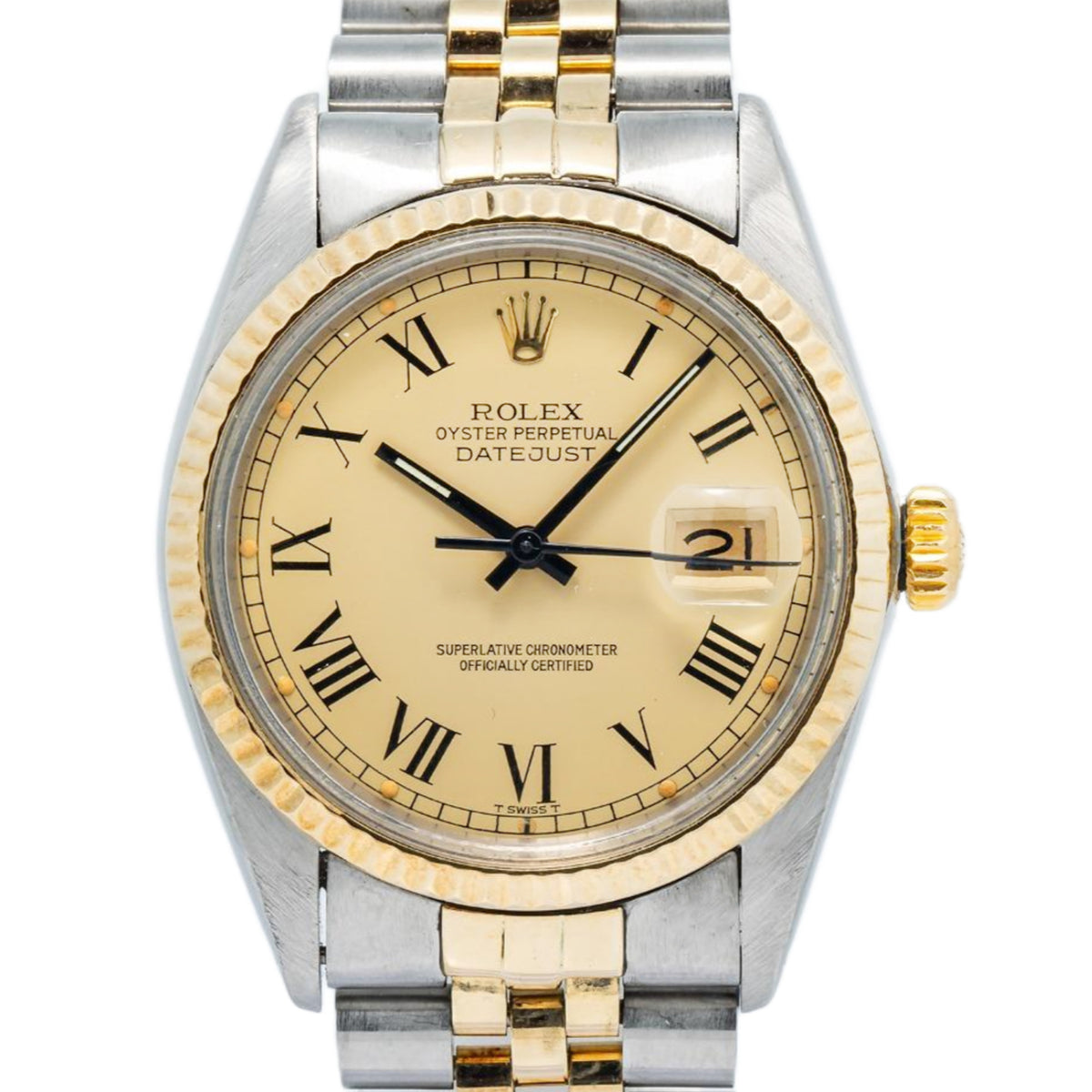 Rolex Datejust 16013 Jubilee Two Tone Champagne Buckley Dial Auto Mens 36mm