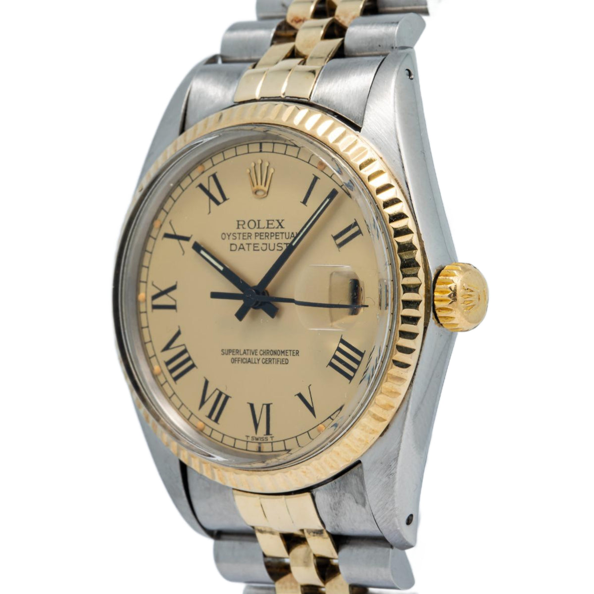 Rolex Datejust 16013 Jubilee Two Tone Champagne Buckley Dial Auto Mens 36mm