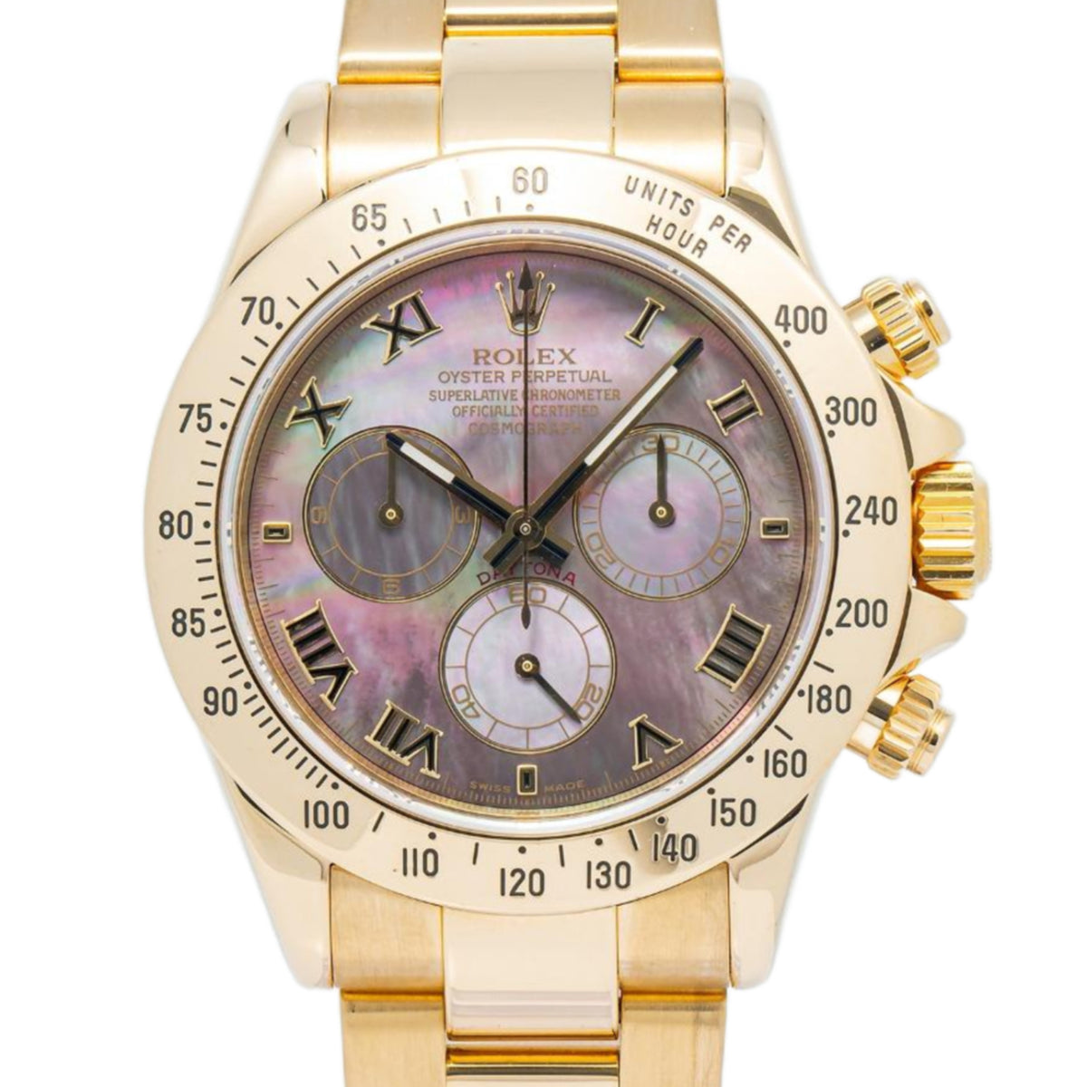 Rolex Daytona 116528 2009 Box&Paper 18K Yellow Gold Tahitian MOP Dial Watch 40mm