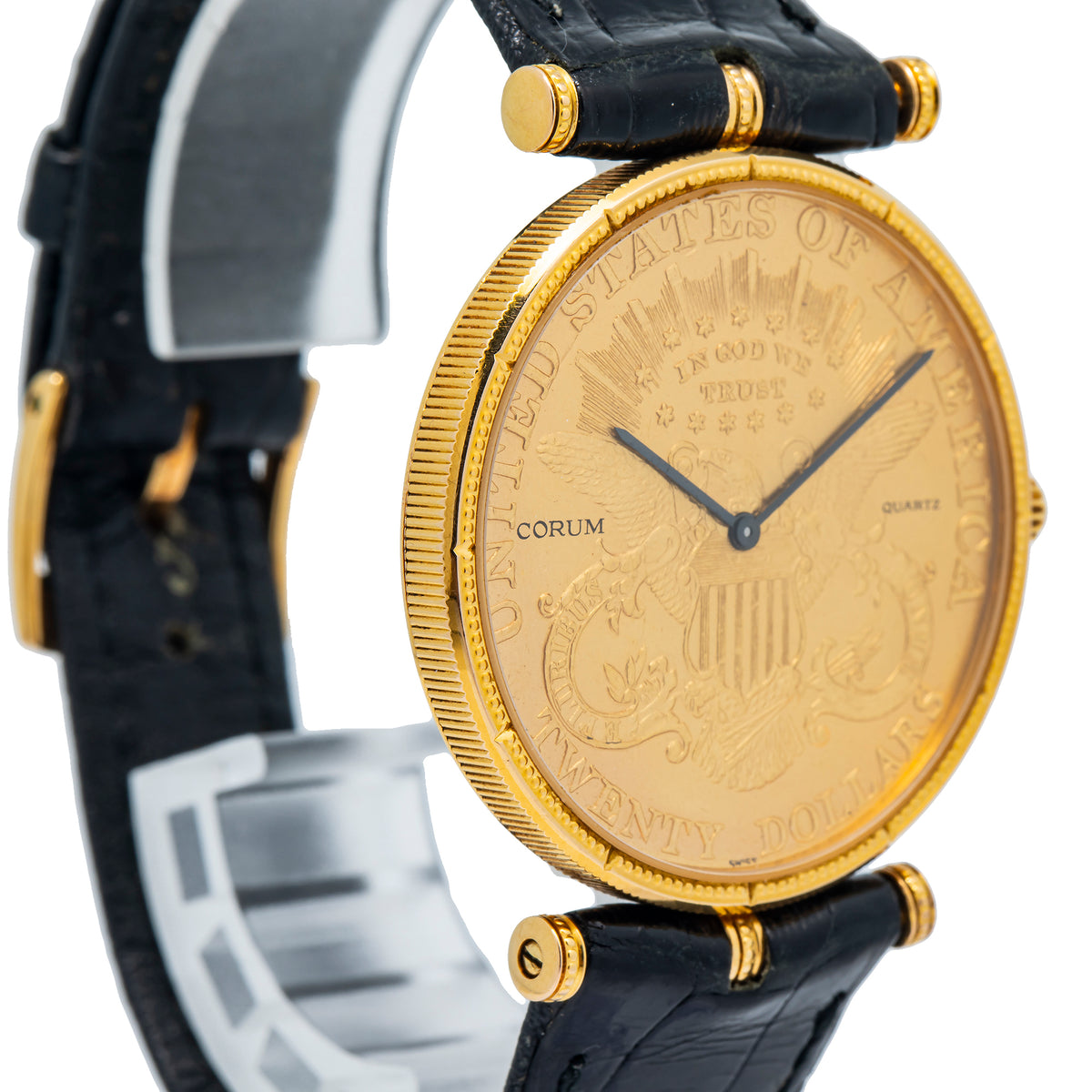 Corum 20 Dollars Double Eagle 18K Yellow Gold Coin Mens Watch 35mm