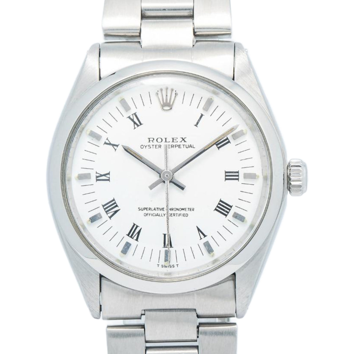 Rolex Oyster Perpetual 5500 Stainless White Roman Dial Auto Unisex Watch 34mm