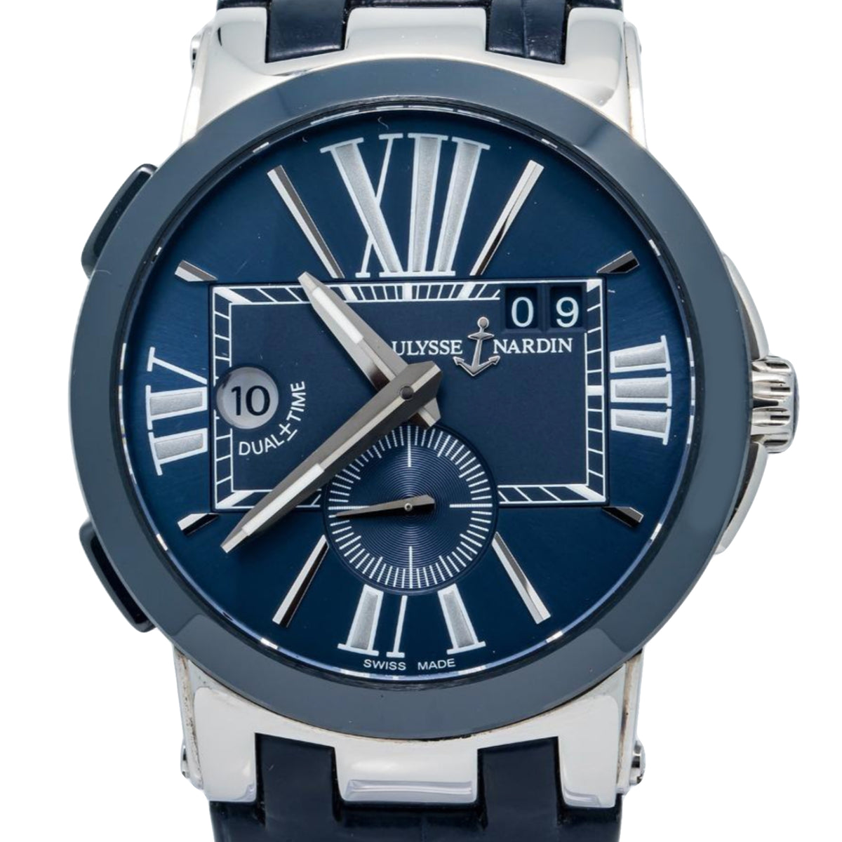 ULYSSE NARDIN Executive Dual Time 243-00 Steel Blue Dial Auto Men's Watch 44mm