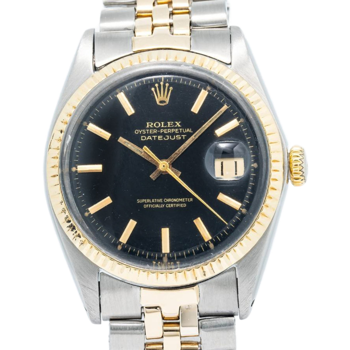 Rolex Datejust 1601 18K YG Two Tone Jubilee Gilt Dial Automatic Men Watch 36mm