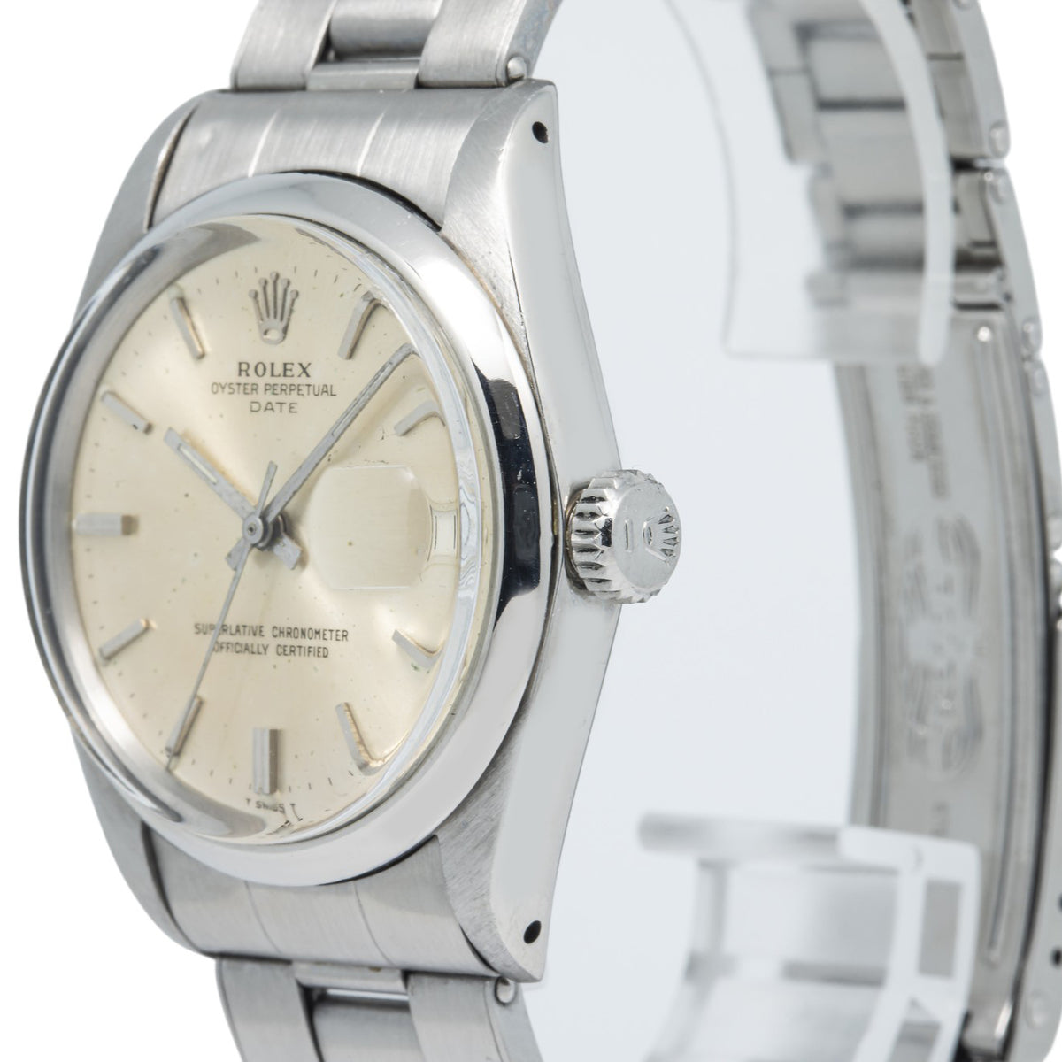 Rolex Date 1500 Oyster Stainless Steel Silver Dial Automatic Unisex Watch 34mm