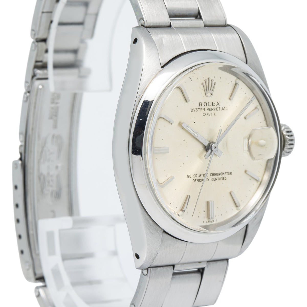 Rolex Date 1500 Oyster Stainless Steel Silver Dial Automatic Unisex Watch 34mm