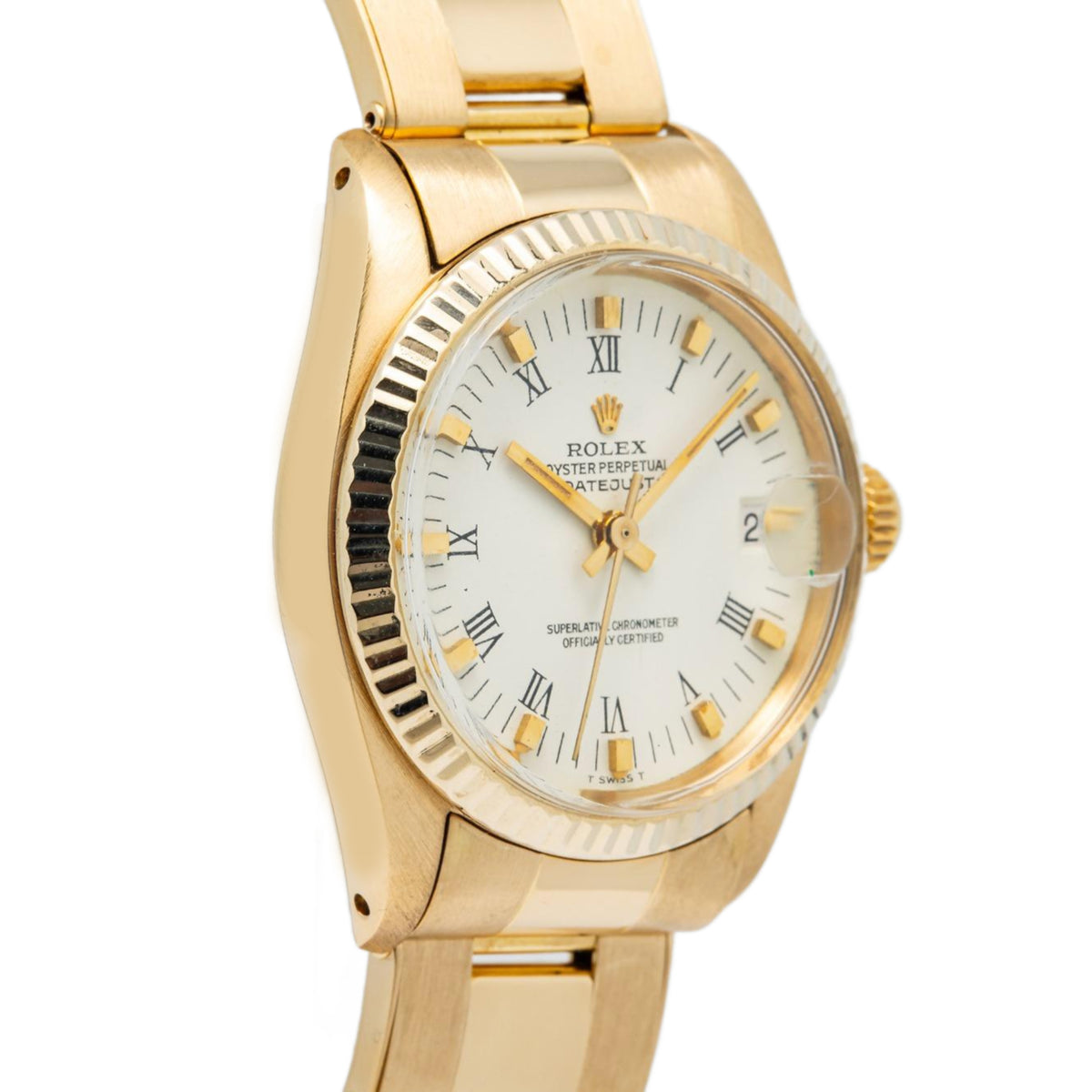 Rolex DateJust 6827 18K Yellow Gold Oyster White Dial Automatic Lady Watch 31mm