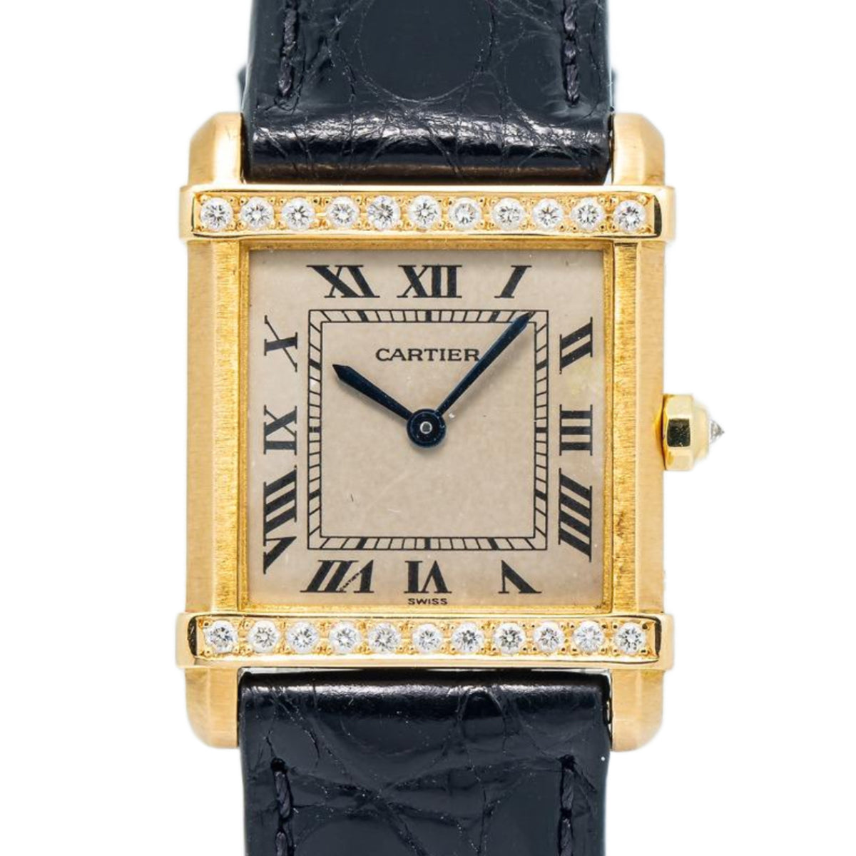 Cartier Tank Chinoise 8105 18K Yellow Gold Diamond Champagne Dial Quartz 23mm