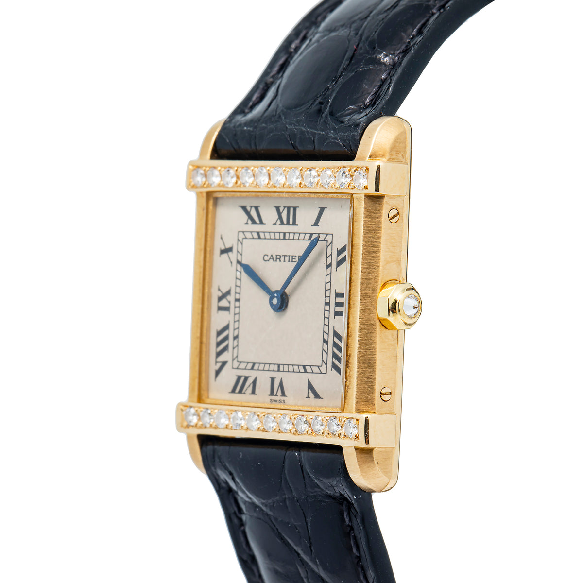 Cartier Tank Chinoise 8105 18K Yellow Gold Diamond Champagne Dial Quartz 23mm