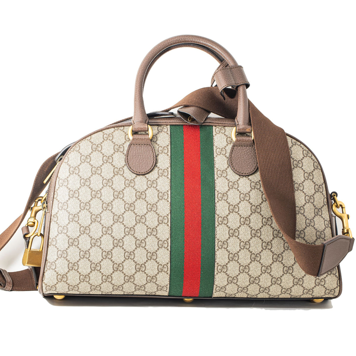 Gucci Savoy Medium Bowling Bag Beige GG Canvas w/ Box and Paper Unisex