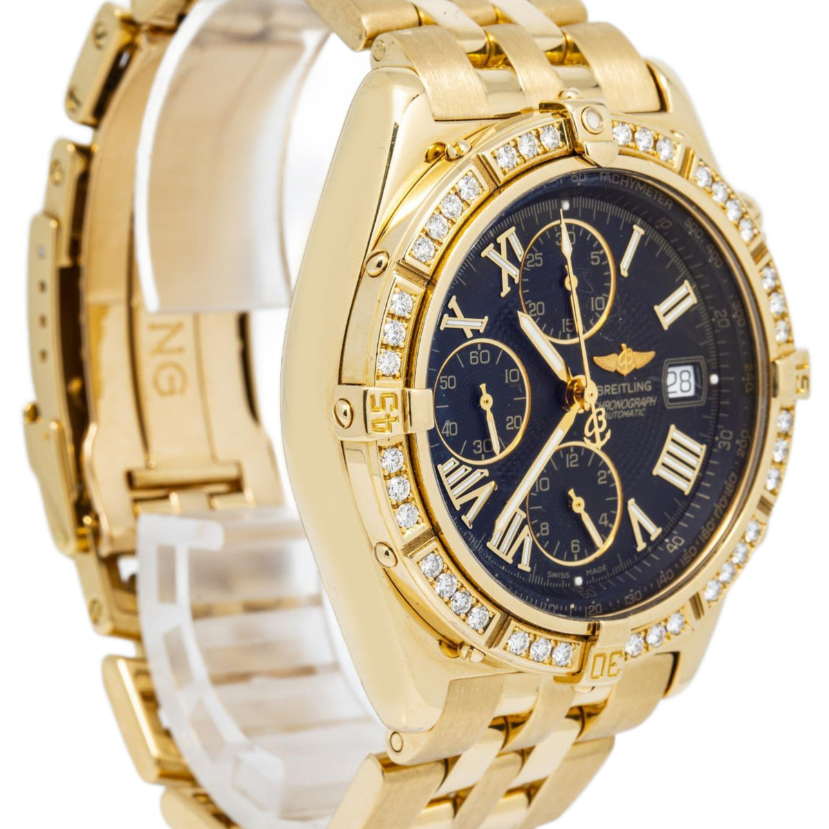 Breitling Crosswind K13055 W/Box Factory Diamond 18K Black Dial Auto Men's 44mm