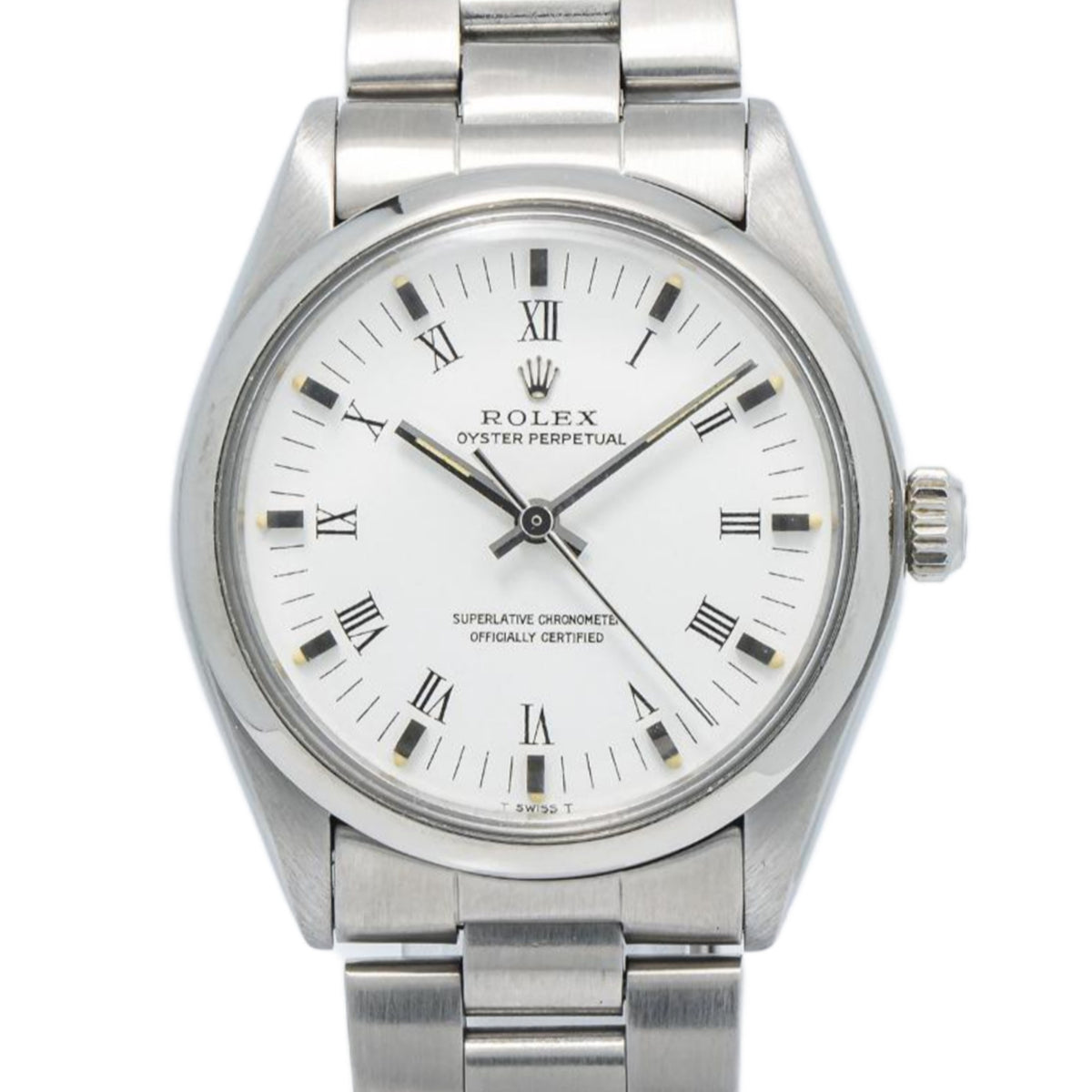 Rolex Oyster Perpetual 1002 Stainless Steel White Roman Dial Auto Unisex 34mm