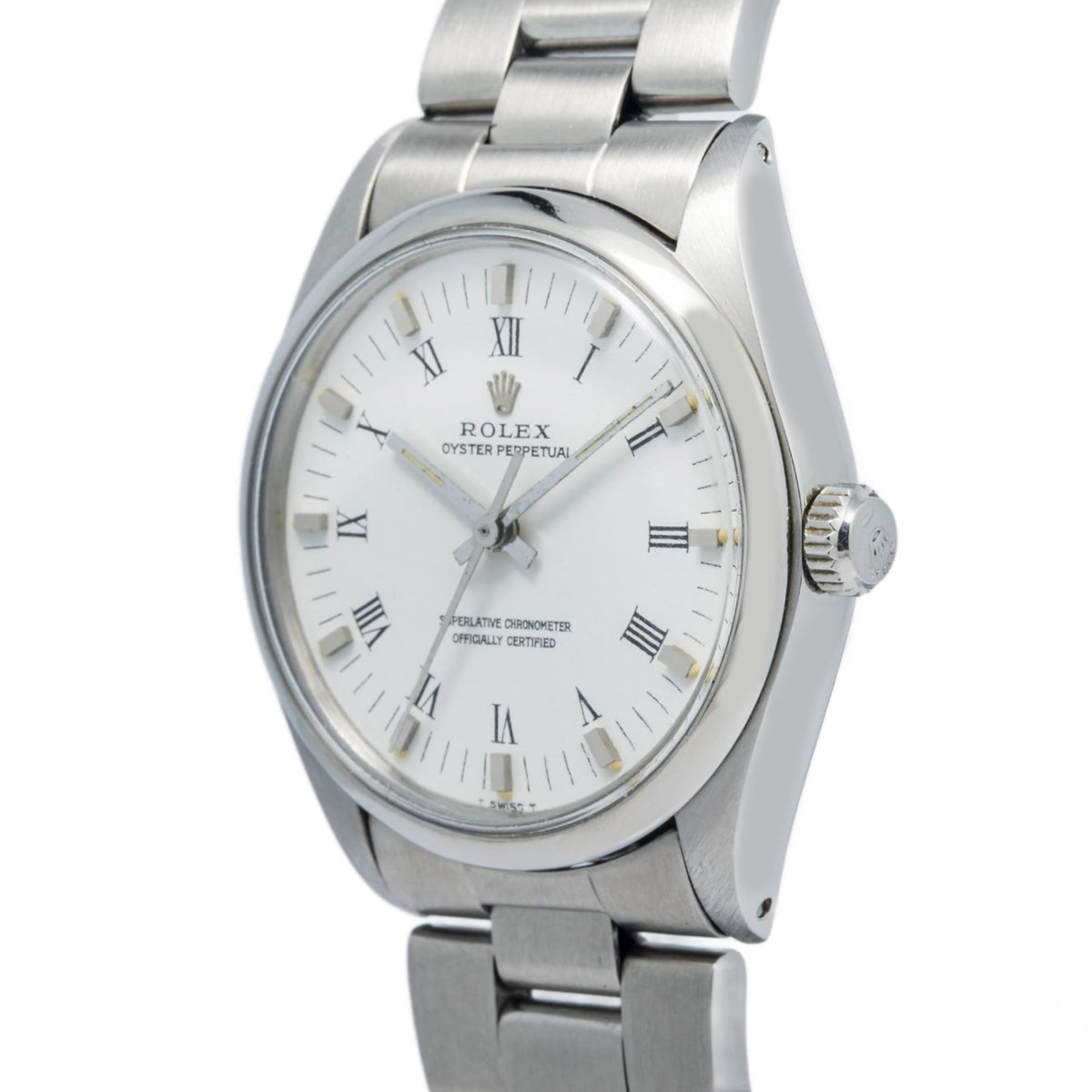 Rolex Oyster Perpetual 1002 Stainless Steel White Roman Dial Auto Unisex 34mm