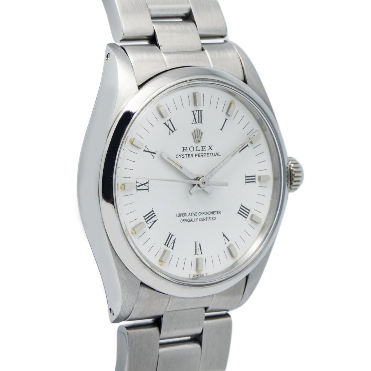 Rolex Oyster Perpetual 1002 Stainless Steel White Roman Dial Auto Unisex 34mm