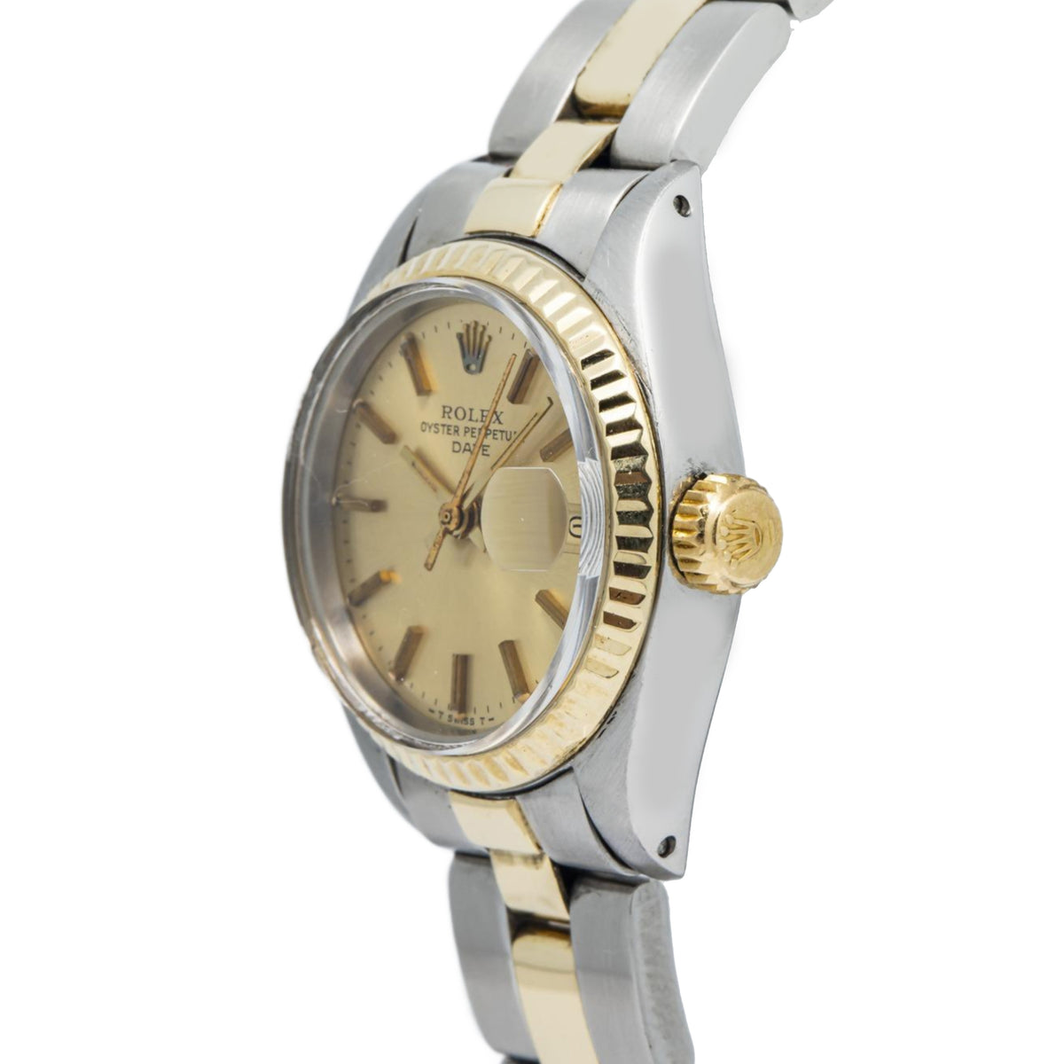 Rolex Date 6917 Oyster 18k YG Two Tone Champagne Dial Automatic Women's 26mm