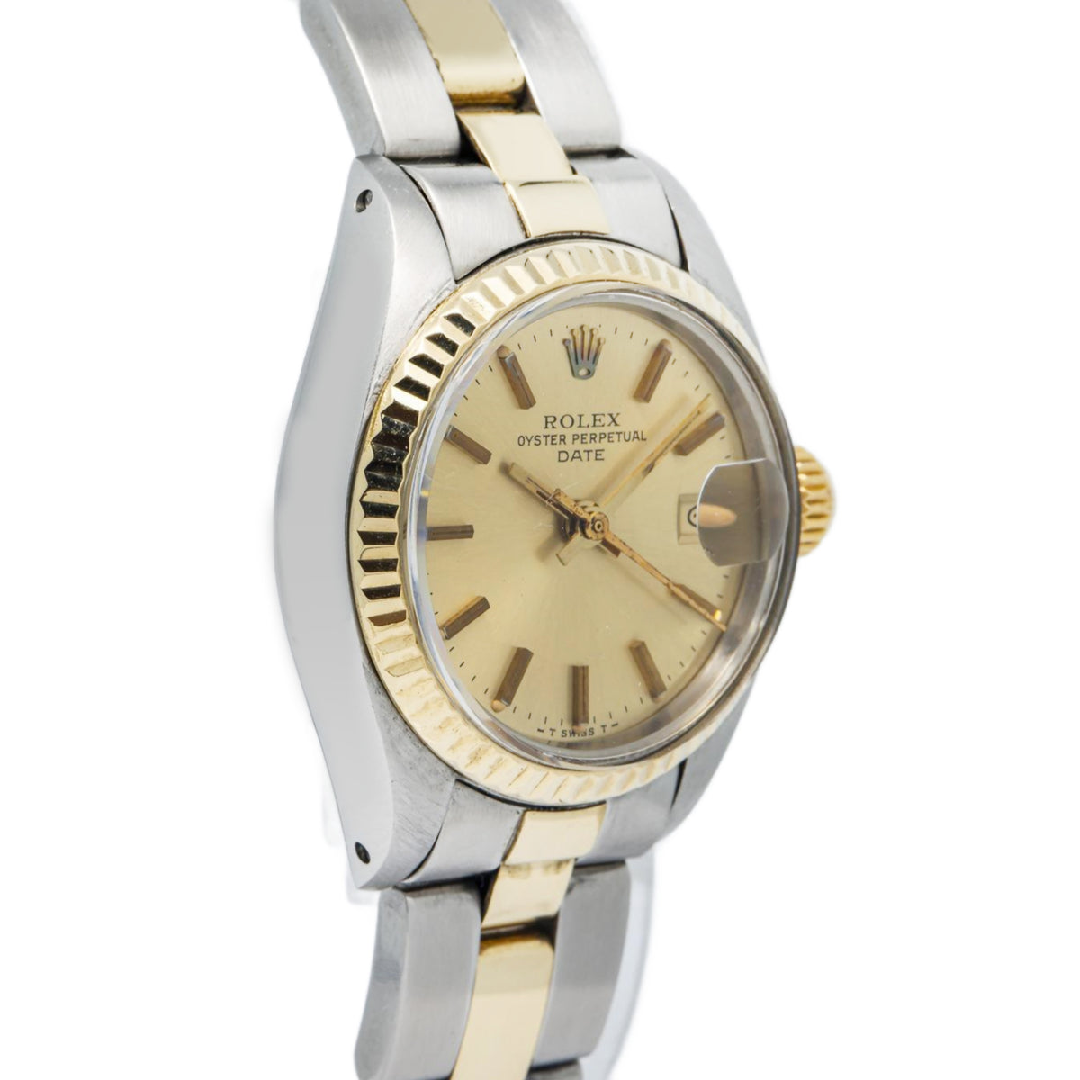 Rolex Date 6917 Oyster 18k YG Two Tone Champagne Dial Automatic Women's 26mm