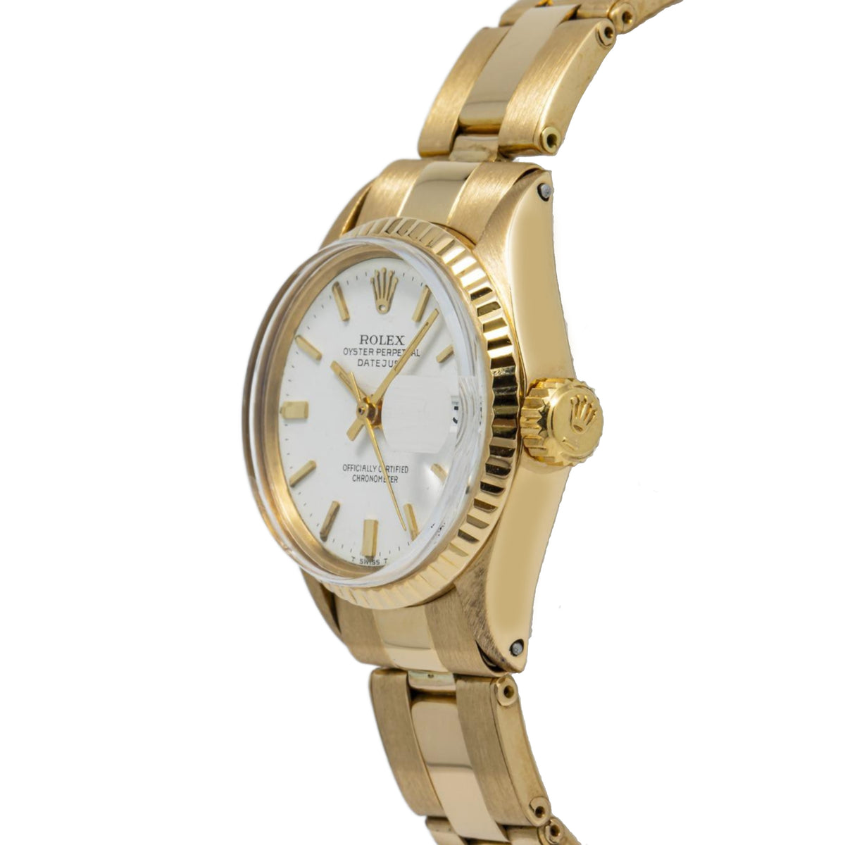 Rolex Date 6517 18K Yellow Gold Oyster White Dial Auto Ladies Watch 25mm