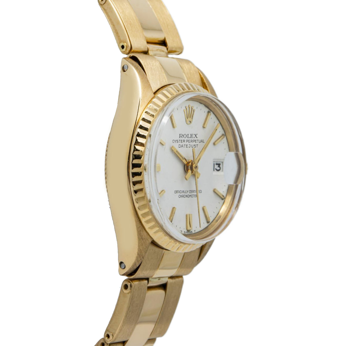 Rolex Date 6517 18K Yellow Gold Oyster White Dial Auto Ladies Watch 25mm