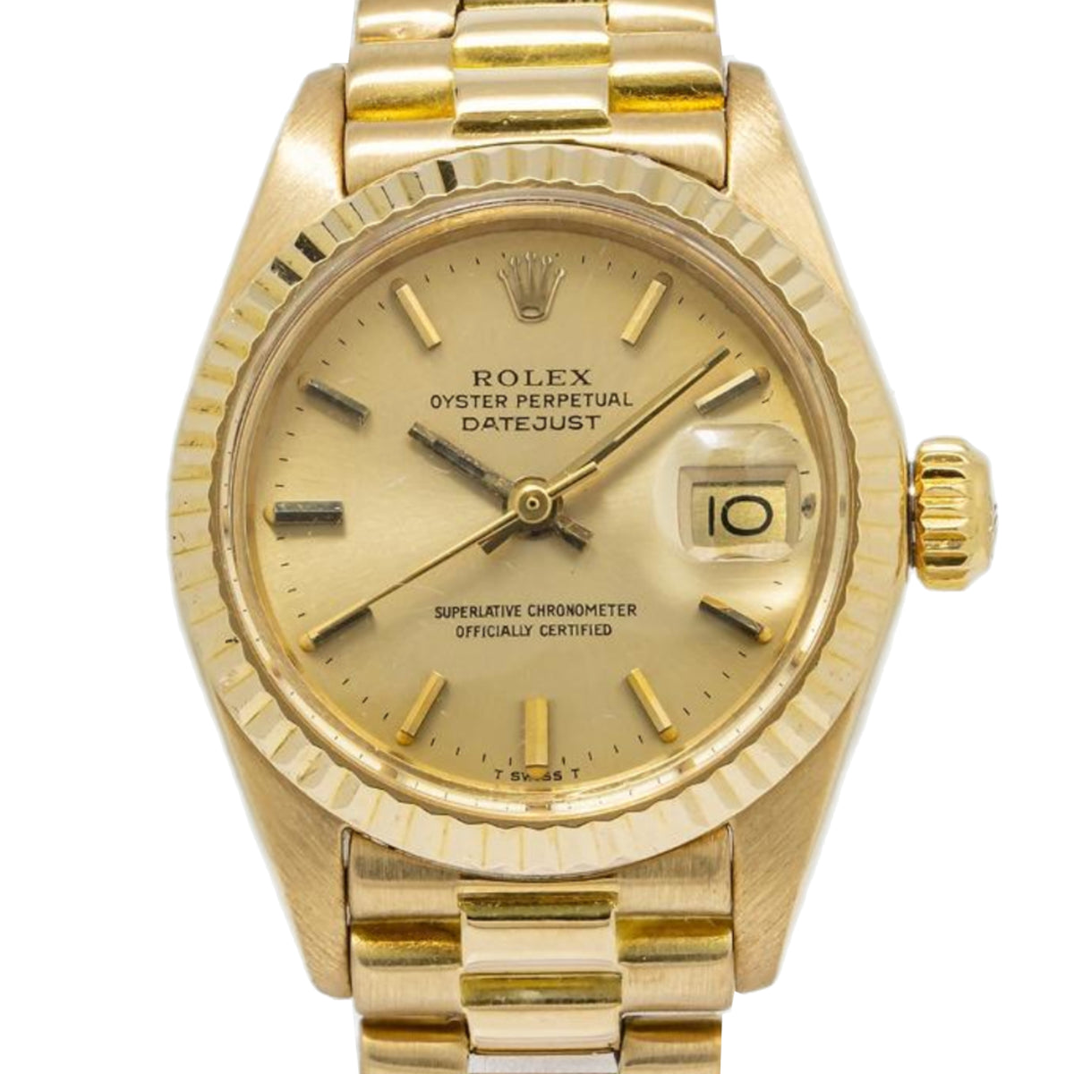 Rolex DateJust 6917 President 18K Yellow Gold Champagne dial Auto Ladies 26mm