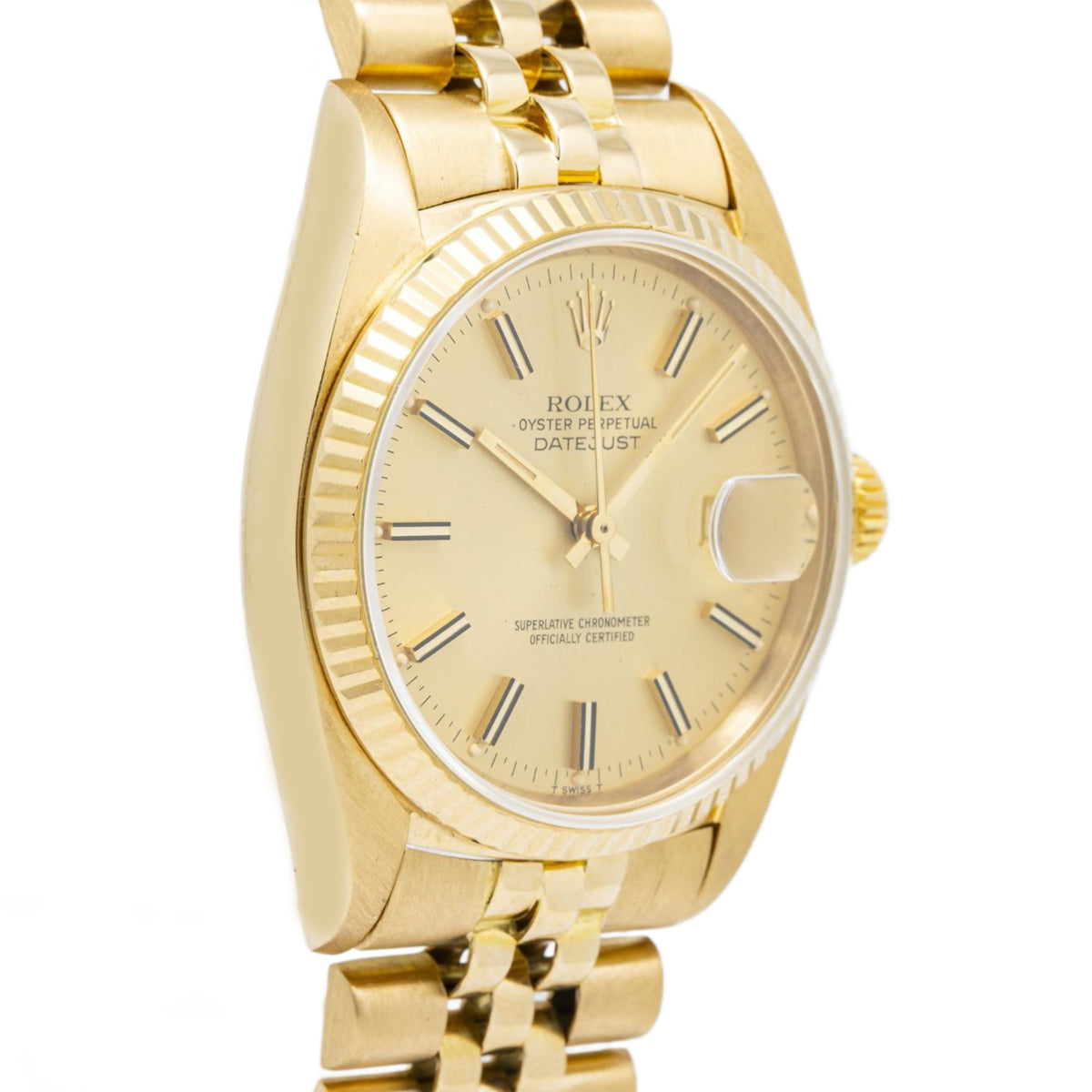 Rolex DateJust 16018 Jubilee 18K Yellow Gold Champagne Dial Auto Men Watch 36mm