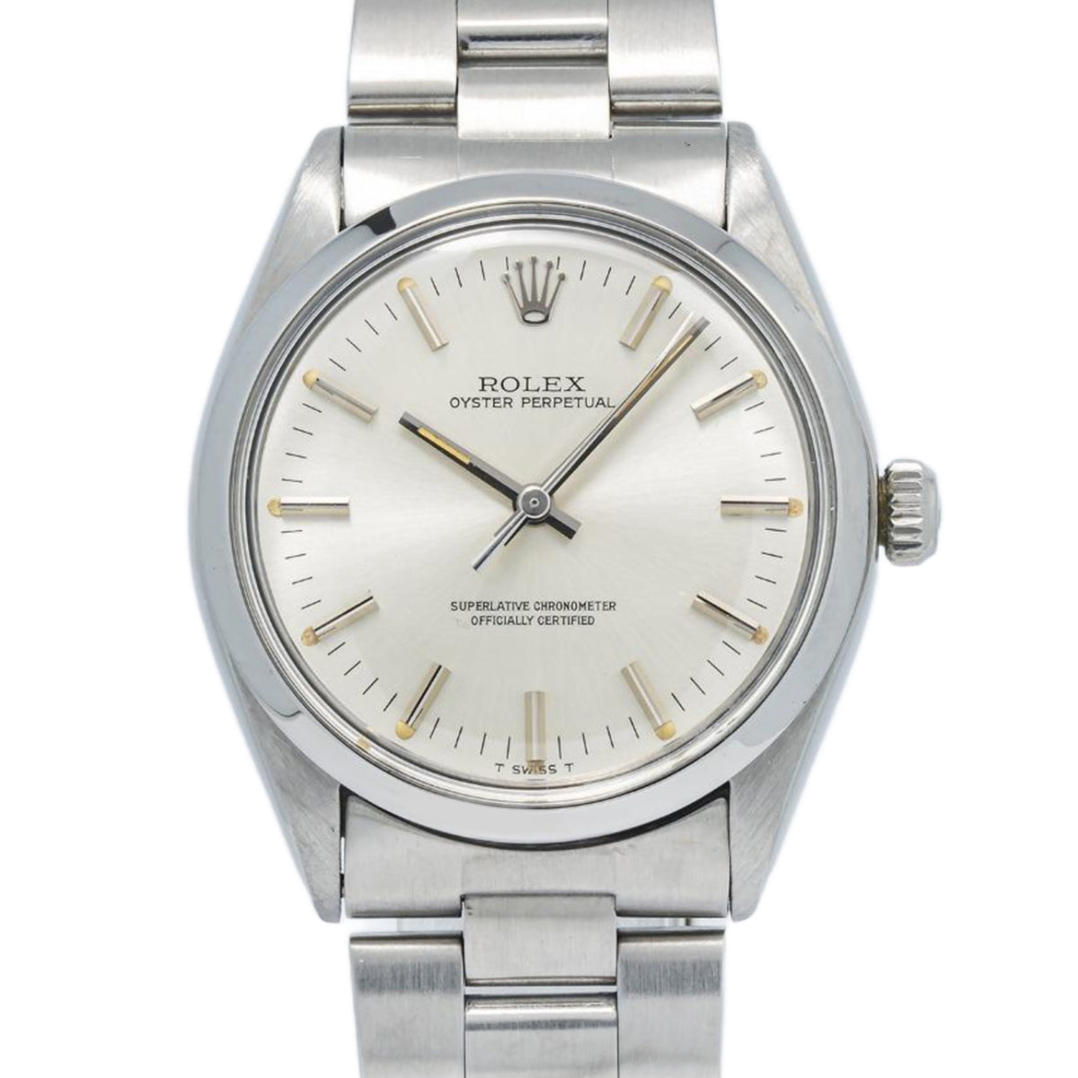 Rolex Oyster Perpetual 1002 Stainless Silver Dial Automatic Unisex Watch 34mm