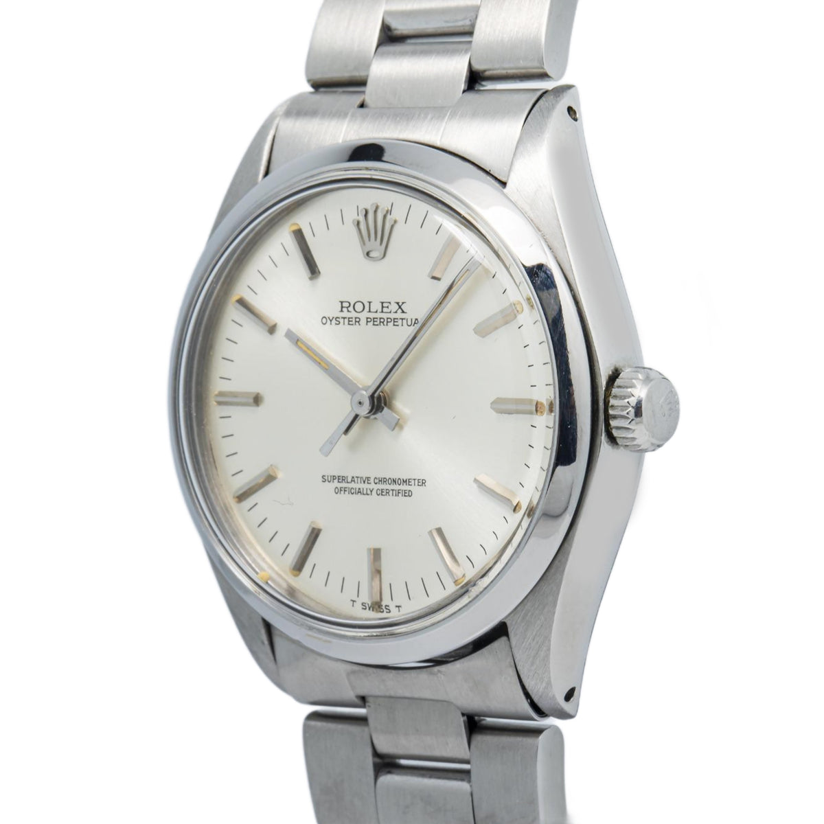 Rolex Oyster Perpetual 1002 Stainless Silver Dial Automatic Unisex Watch 34mm