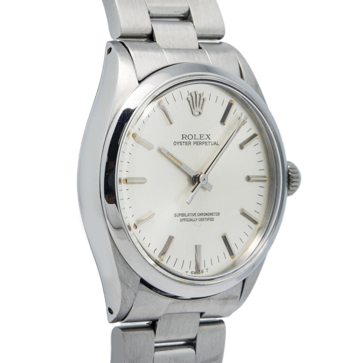 Rolex Oyster Perpetual 1002 Stainless Silver Dial Automatic Unisex Watch 34mm