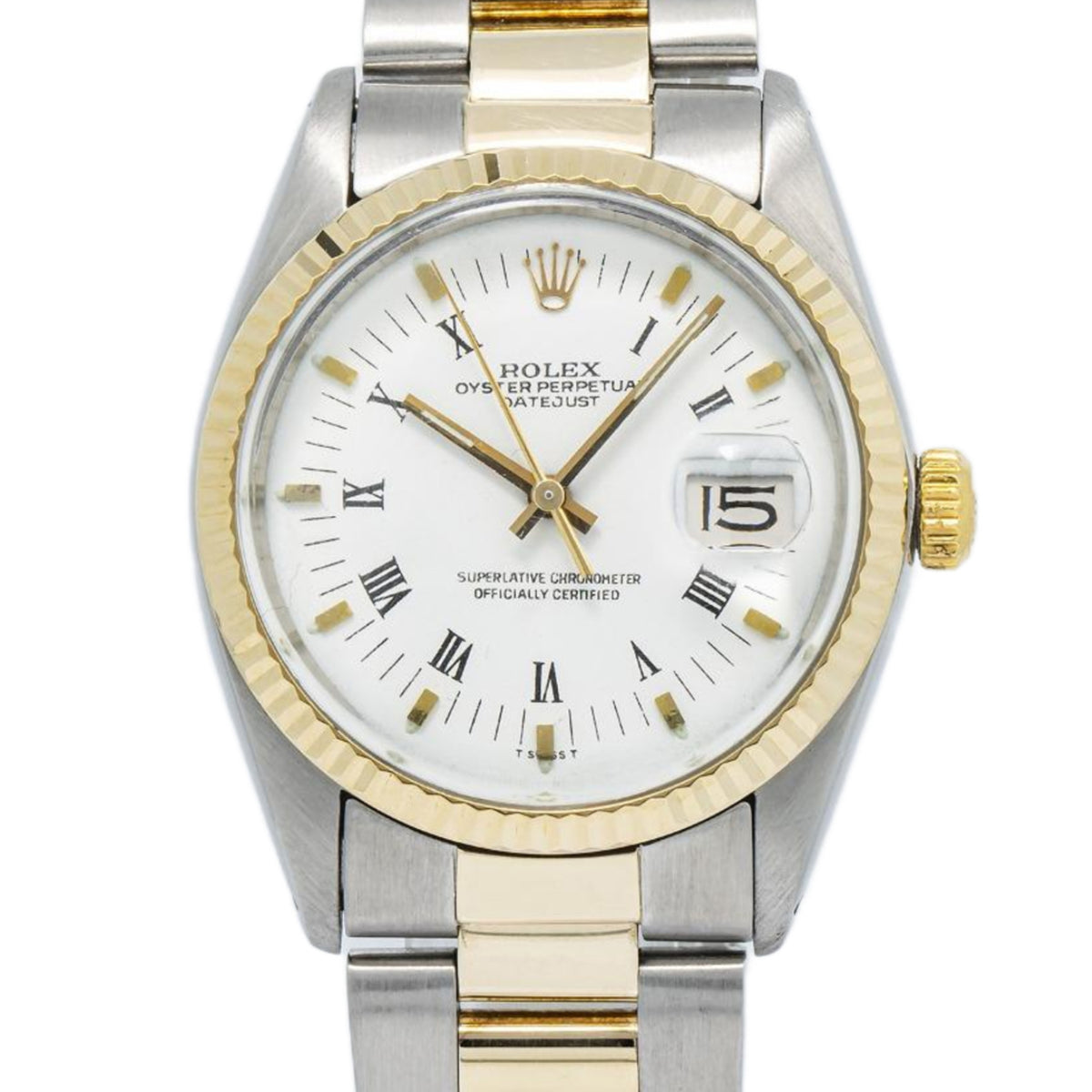 Rolex DateJust 16000 Oyster 18K Two Tone White Dial Automatic Men's Watch 36mm