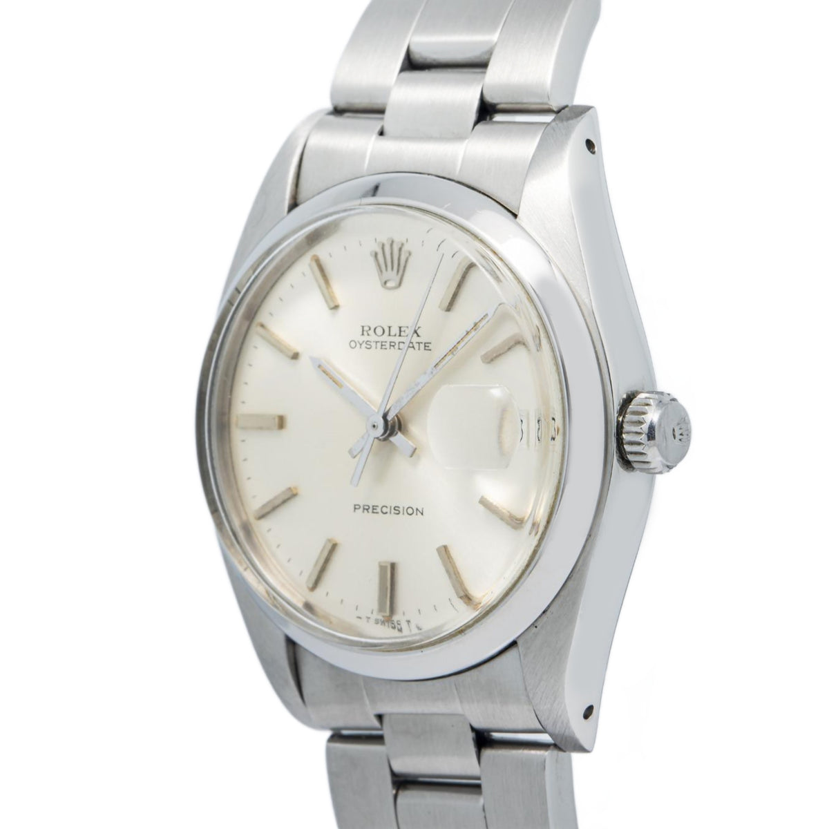 Rolex Oyster Date 6694 Stainless Steel Silver Dial Manual Unisex Watch 34mm