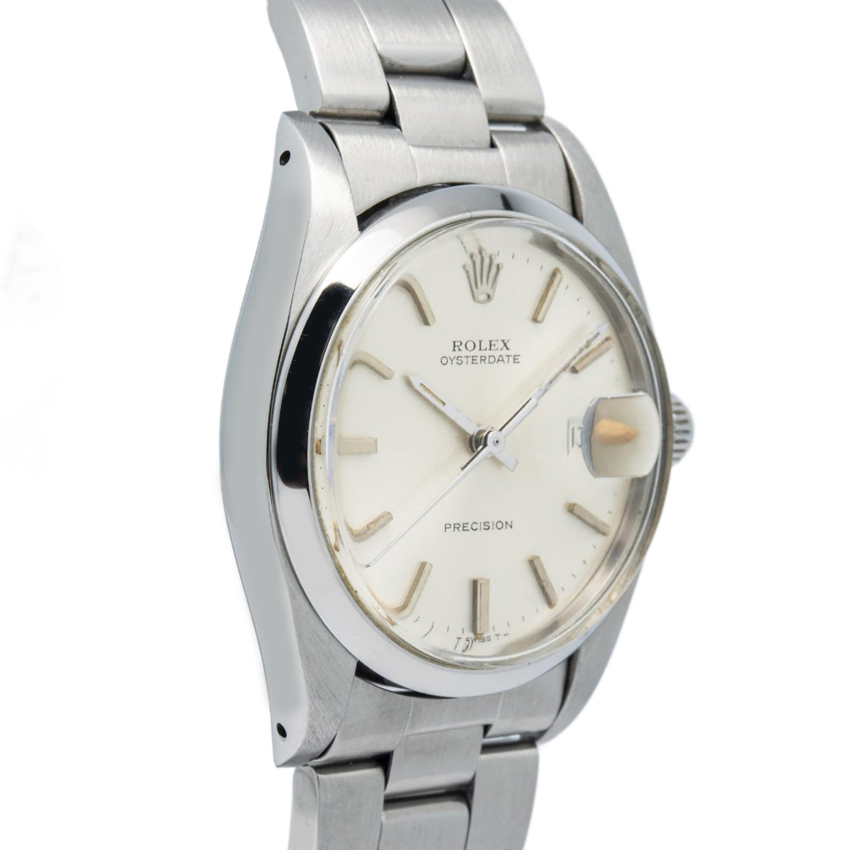 Rolex Oyster Date 6694 Stainless Steel Silver Dial Manual Unisex Watch 34mm