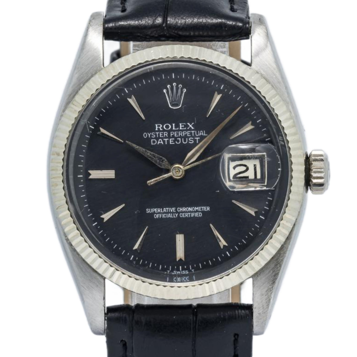 Rolex DateJust 6605 Vintage Stainless Black Matte Dial Auto Men's Watch 36mm