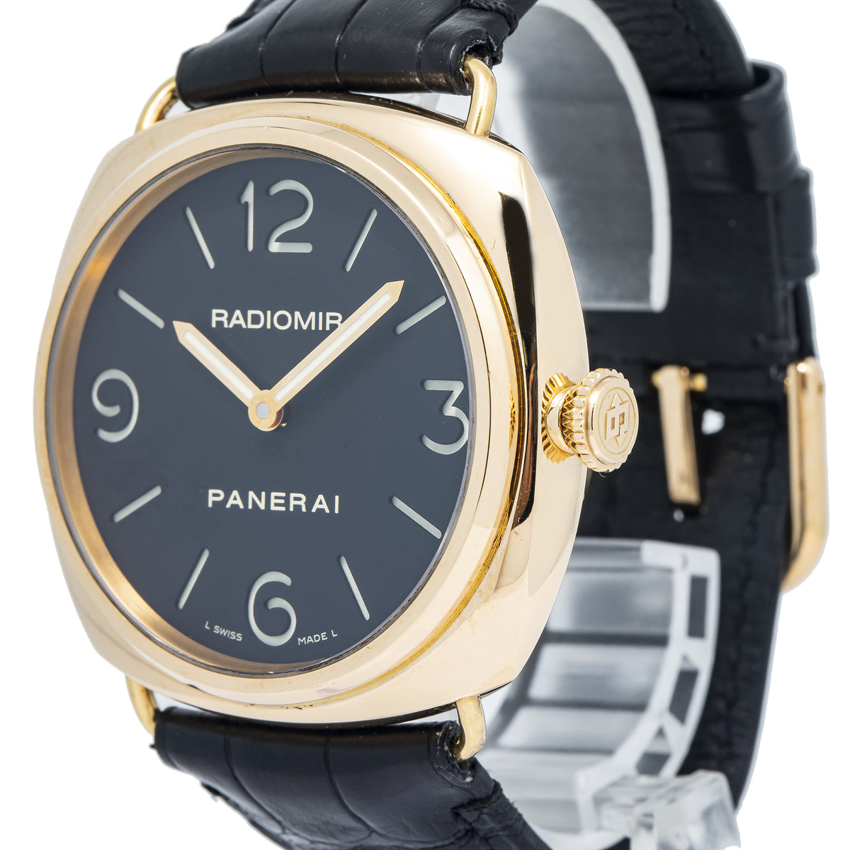 Panerai Radiomir PAM00231  OP6658 18K Rose Gold Black Dial Manual Wind Mens 45mm