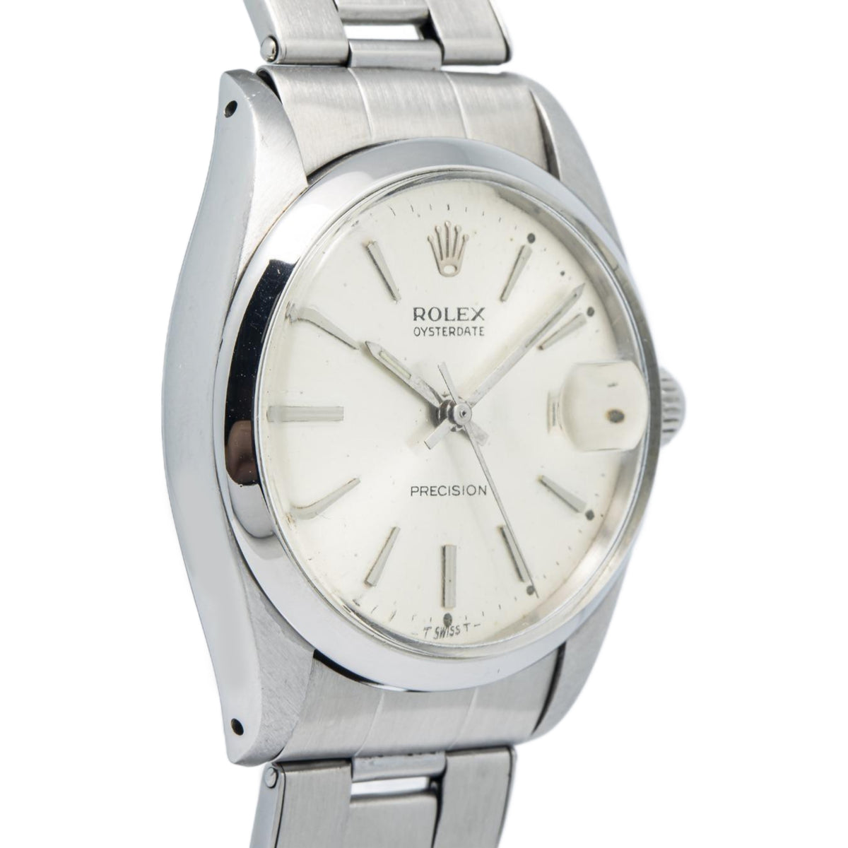 Rolex Oyster Date 6694 Stainless Silver Dial Manual Wind Unisex Watch 34mm