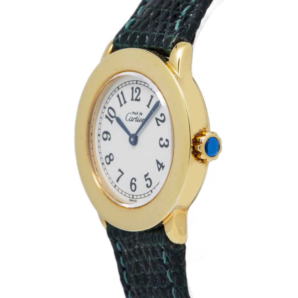 Cartier Ronde Must De 1801 Gold Plated 925 W/1998 Paper Quartz Ladies Watch 27mm